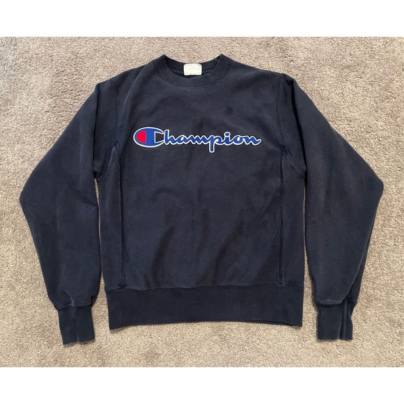 Champion Other - Champion Reverse Weave Sweater Mens Size Small Big‎ Spellout Blue